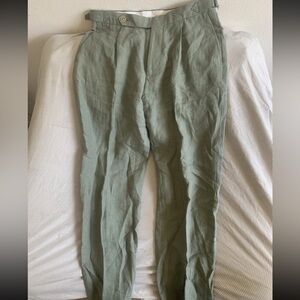 Todd Snyder Washed Mint 100% Linen Side Tab Trousers Pants 32 x 30 New $298